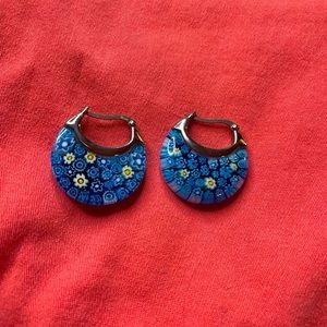 Vibrant Blue Morano Glass Earrings